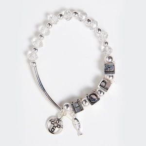 "HOPE" Engraved Silver Charms Bead Bracelet